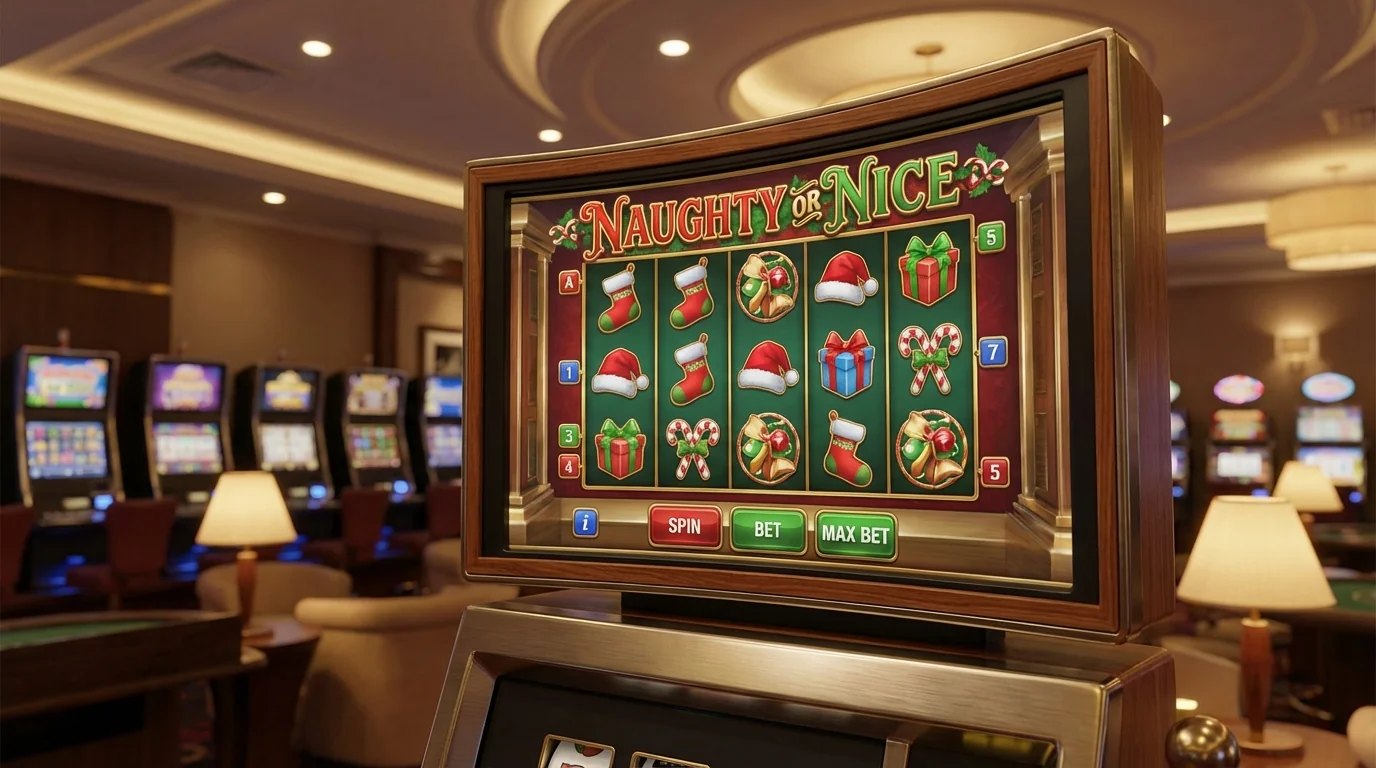 Festive game screen with Santa and girls